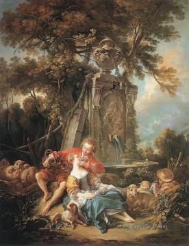  Rococo Art Painting - An Autumn Pastoral Francois Boucher classic Rococo